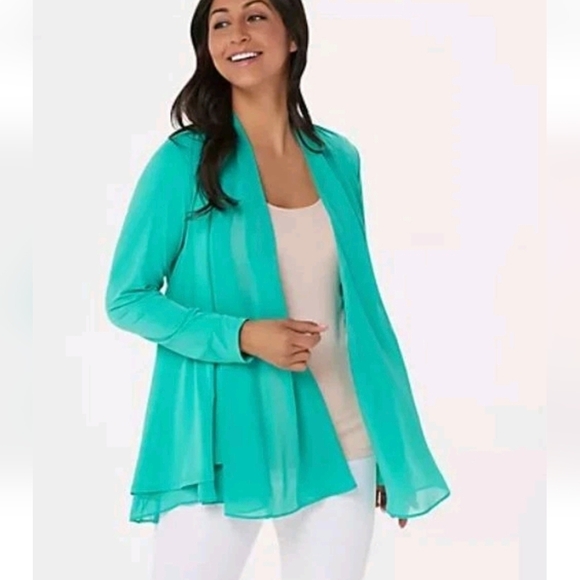 Susan Graver Tops - Susan Graver Artisan Women's Long Sleeve stretch knit Open Front Cardigan sz 1X
